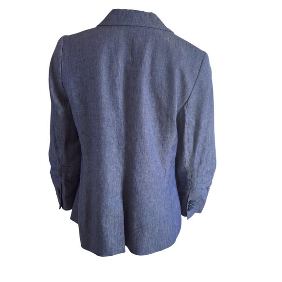 Talbots Linen Blend Blue Chambray Blazer Petite - Picture 4 of 6